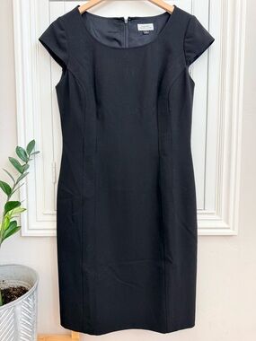 Tahari Sleek Black Cap-Sleeve Dress - Size 8